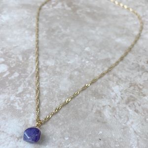 Gold Plated Dainty Chain Amethyst Pendant Necklace